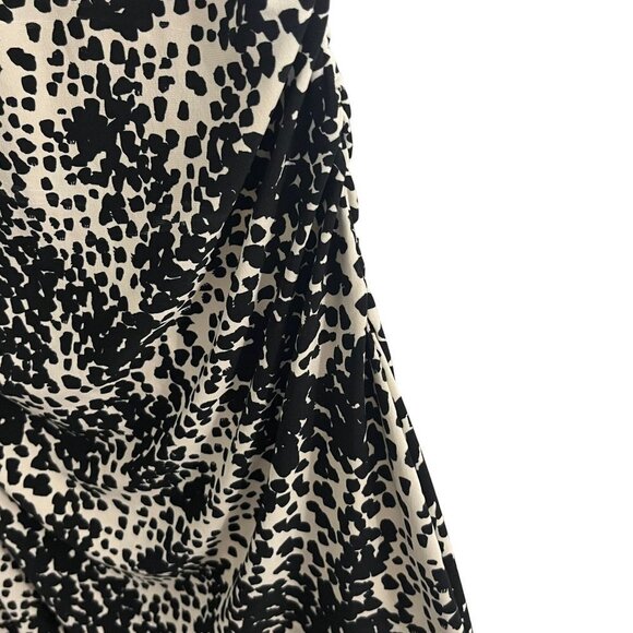 Norma Kamali Black White Abstract‎ Animal Print Spotted Ruched Dress Size Medium - Picture 7 of 10